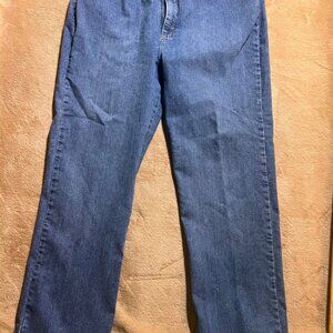 Lee Women‎ 16 Petite Denim Blue Classic Fit Straight Leg 5 Pocket Jeans (V)